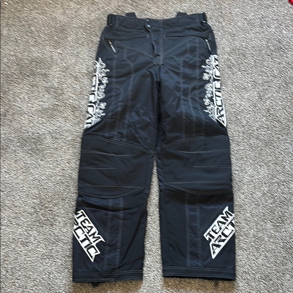 Team Arctic Cat A-Tex Mechanic Embroidered Snowmobile Black Racing Pants Size M